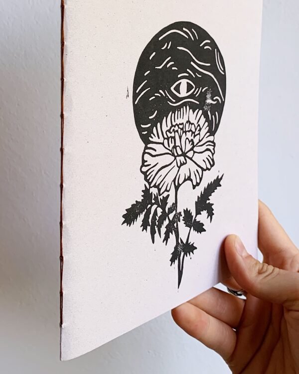 “CONVERSATIONS WITH THE UNIVERSE” handmade linocut printed notebook - Image 2