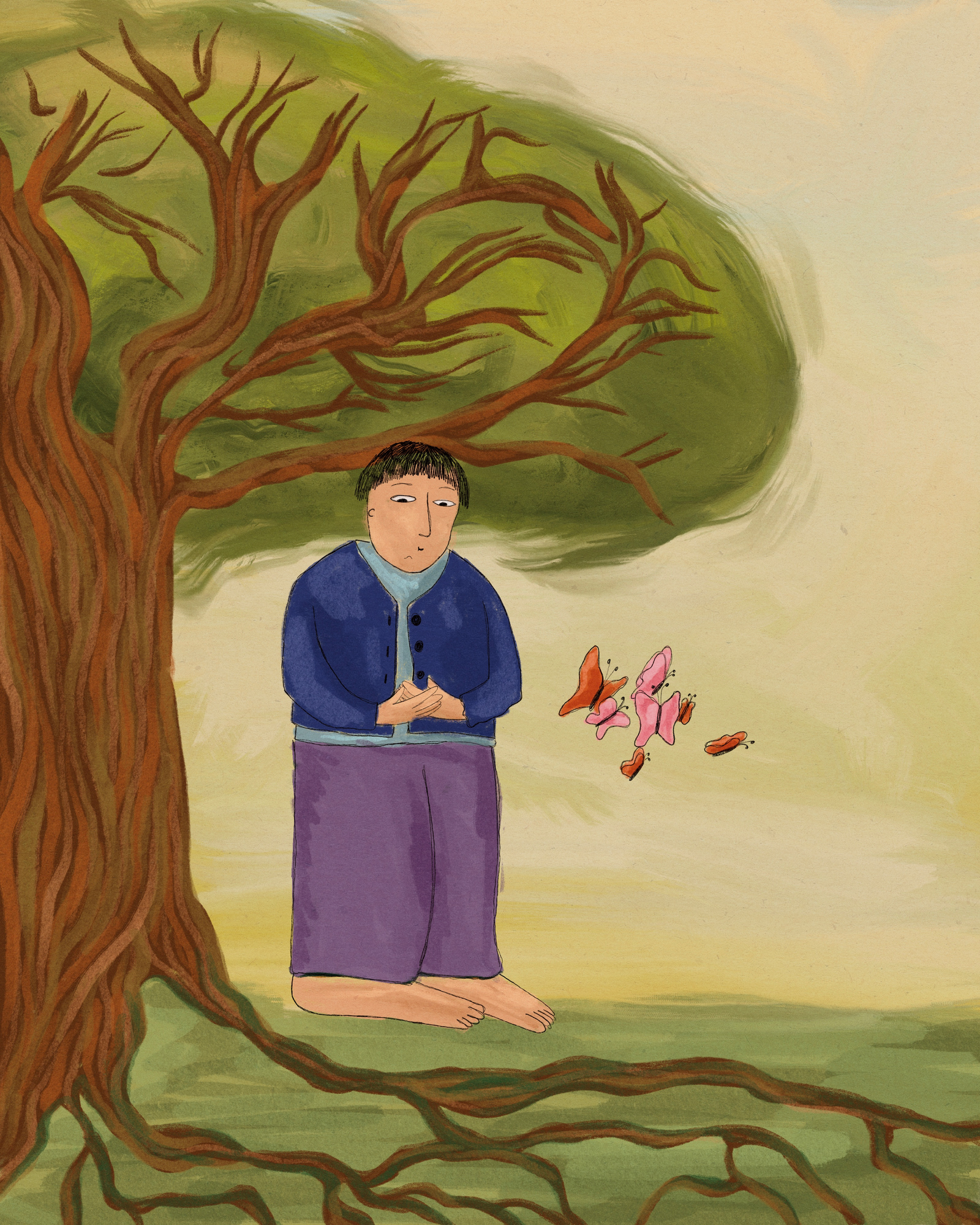 Nature art, childrens book illustration, tree art, storybook