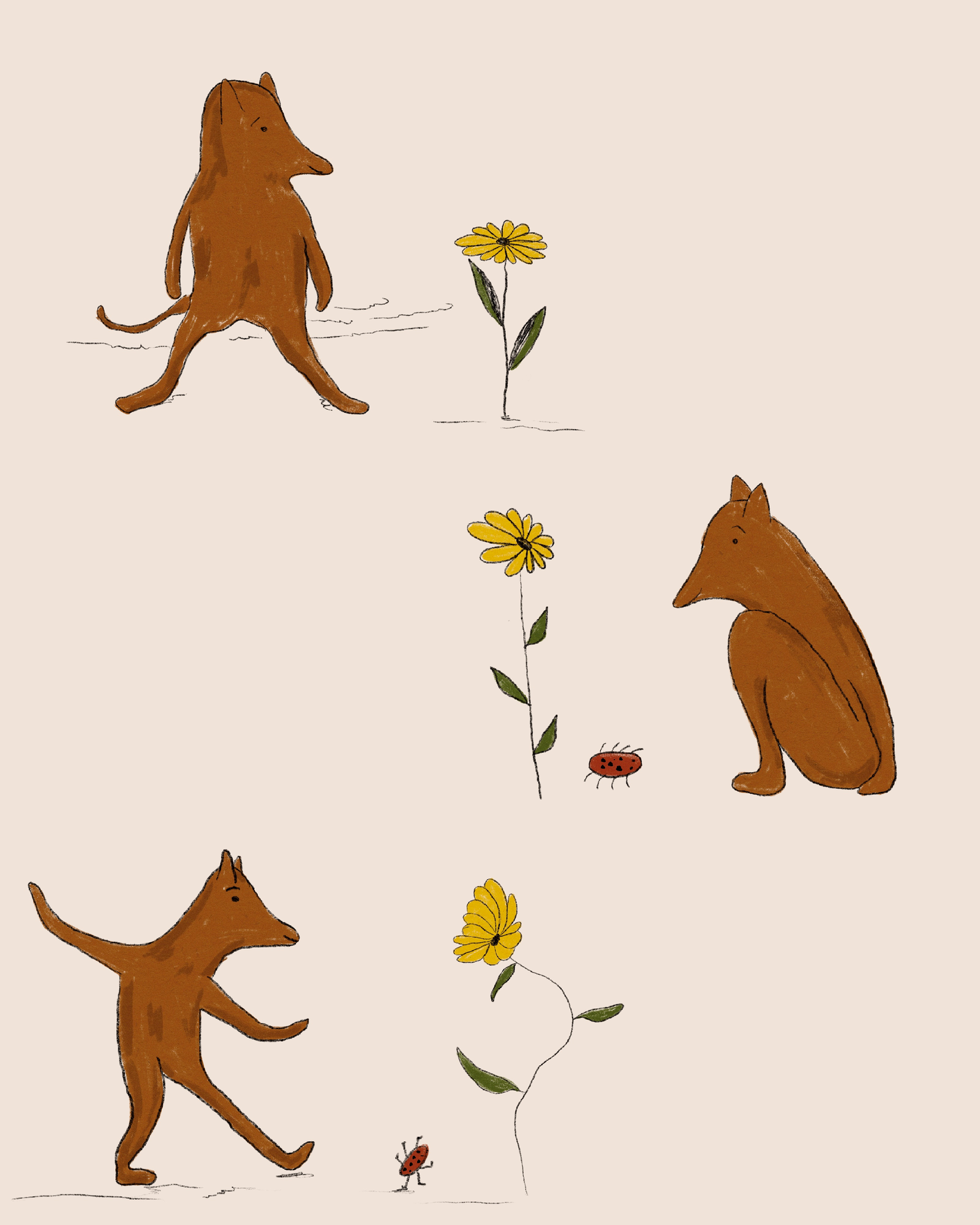 Dog art, dancing dog, storybook art, animal illustraton